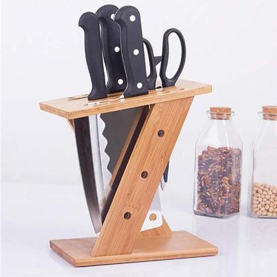 China Factory Good Quality Kitchen Viable Wooden Knife Block Holder Magnetic Bamboo Knife Holder for sale