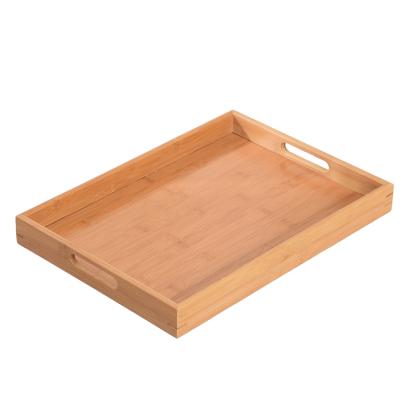 China Vintage Distressed Wood Serving Stored Trays High Quality Stylish Bamboo Farmhouse Wood Round Square Trays for sale