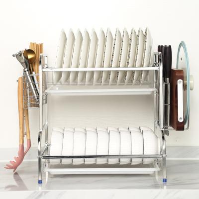 China Wholesale Viable Stainless Steel Plate Bowl Dish Drainer Rack Adjustable Kitchen Storage Rack Dish Rack for sale