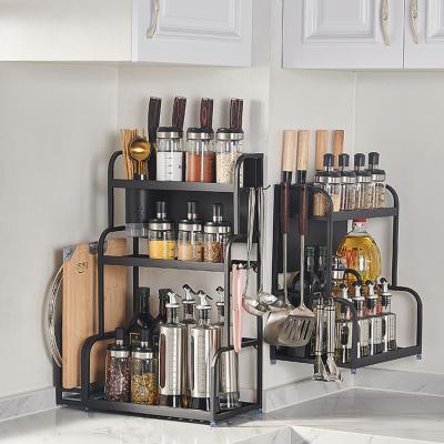 China Viable Double Layer Rack Spice Rack Large Capacity Shelf Organizer Kitchen Spice Rack for sale