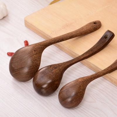 China Long Handle Sustainable Wholesale Bulk Kitchen Japanese Style Hot Chocolate Small Wooden Cooking Spoons For Eating for sale