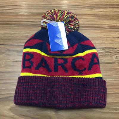 China Custom BAR JOINT CA100% Acrylic Snapback Beanie Hat Knitted Club Football Team Soccer Beanies Logo Fan Football Winter Sports Hat Club for sale