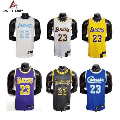 China Los Angeles La kers James 23 mesh basketball uniform uniform sublimation basketball supply support antibacterial for sale