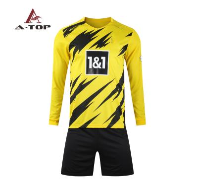 China Breathable 20-21 Wholesale 100% Polyester Soccer Team Do Right Home Long Sleeve Football Uniform Club Soccer Jersey Set S-4XL for sale