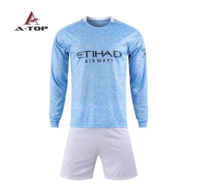 China Wholesale Breathable 20-21 100% Polyester Long Sleeve City S-4XL Football Uniform Club Soccer Jersey Set ter Soccer Team Man for sale