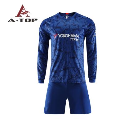 China Breathable 20-21 Wholesale 100% Polyester Football Team Chel Sea Home S-4XL Long Sleeve Soccer Uniform Club Soccer Jersey Set for sale