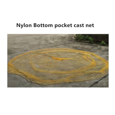 China Japanese style easy commercial fishing net fishing net thow nylon material bottom pocket the cast net with hollow sinker for sale