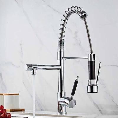 中国 Spring Steel Kitchen High Pressure Drawing Faucet With Pull Out Hot And Cold Water 販売のため