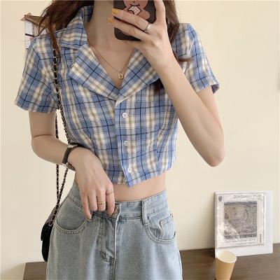 China Anti-pilling Southeast Asia 2022 spring and summer new short open women's blouses multi-color options for sale