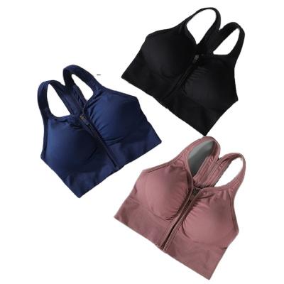 China 2022 Fitness Sports Underwear Ring Sports Bra Shockproof Fast Dry Steel Front Zipper Beautiful Back No Vest Dry Running Women Bra for sale