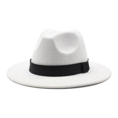 China Custom 2022 new trend faux brim wide wool wool felt felt hat hats with wide band for unisex winter for sale