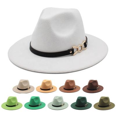 China Wholesale Character 2022 Autumn Winter New Fashion High Quality With Belt Fedora Jazz Hat Wide Brim Felt Hats For Women And Men for sale