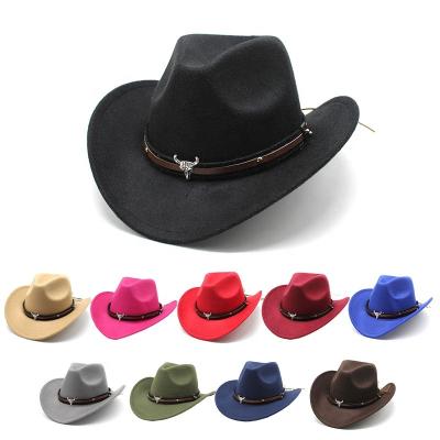 China Wholesale New Vintage Character 2022 Panama Fedora Brim Hats Mens Womens Wide Brim Solid Color Felt Unisex Custom Cowboy Hat for sale