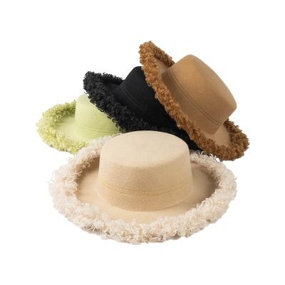 China Character 2022 European and American Rough Hat Felt Hat Wool Selvedge Wool Wide Felt Hats for Women Flat Surface Fadora Hat for sale