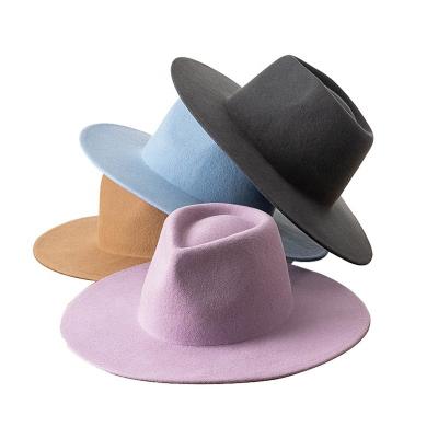 China 2022 New Vintage Character Wholesale Fashionable Ladies Wool Wide Brim Fedora Hat For Women Men Fashion Dress for sale