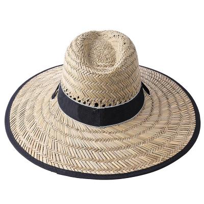 China Wholesale Striped Straw Hat Beach Sombrero Straw Hat With Custom Logo Summer Sun Boat Fishing Hat Lifeguard for sale