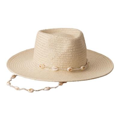 China Barred 2022 Hot Sale Designer Sun Hat Straw Hats For Women Man With Shell Decoration Sombrero Beach Summer Straw Pie ​​Hat for sale