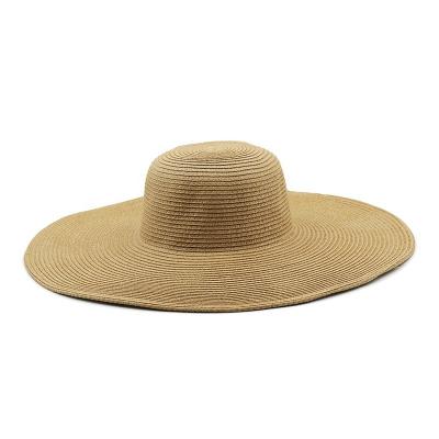 China 2022 Wholesale Fashion Striped Straw Hats Beach Wide Brim Paper Oversized Wide Straw Sun Hats Soft For Women And Men Unisex for sale