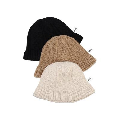 China Picture 2022 New Chunky Cloche Cap Slouchy Women Foldable Ribbed Acrylic Knitted Soft Warm Hats Crochet Bucket Hats Winter Hats for sale