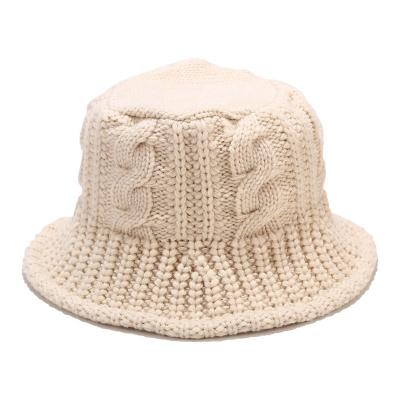 China Wholesale Custom Image Logo Chunky Acrylic Knitted Bucket Hat Foldable Crochet Warm Hats For Women Men Unisex Fisherman Hat for sale