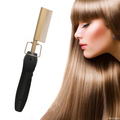 China Electric Compact Titanium Fast Heat Hot Comb, Newest Designed Hair Straightener Curler 2 in 1 Hot Comb for sale