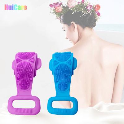 China EXFOLIATE Skin Exfoliating Belt Strap Wash Silicone Long Back Body Back Scrubber For Shower for sale