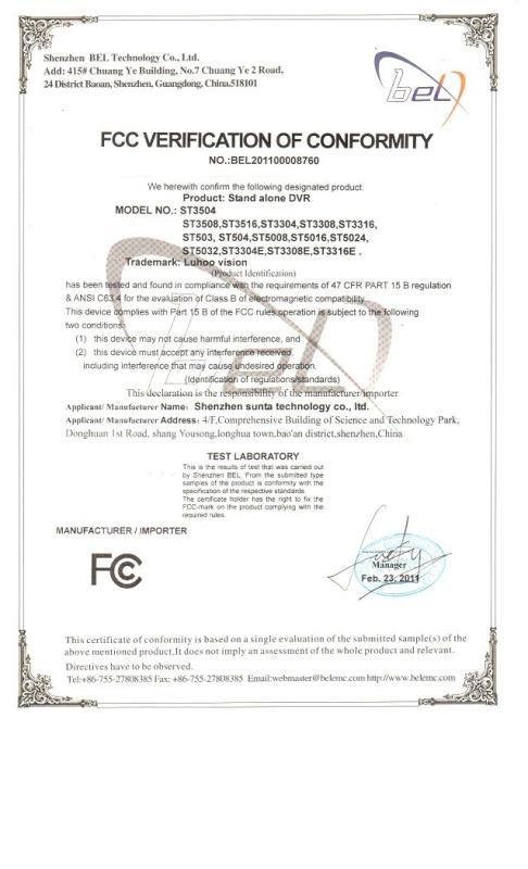 FCC - Shenzhen Sunta Technology Co., Ltd.