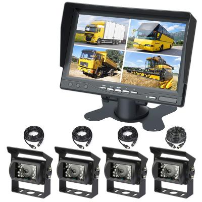 China Waterproof Bus / Trucks / Tractors / TrailersCar Backup Camera System , 7 Inch High Resolution Quadruple AHD Split Screen Monitor DVR Monitor for sale