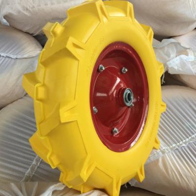 China 16x4.00-8 PU Wheel Barrow Polyurethane PU Foam Wheels With Bearings, Agricultural Tool Cart Tire for sale