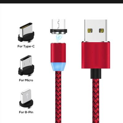 China MP3/MP4 High Speed ​​Player LED Light Data Sync Mobile Phone Charger 3 In 1 Magnetic Usb Android Charging Cable for sale