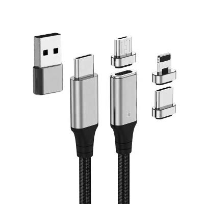 China High Quality Fast Charging Speed ​​3 In 1 Type Magnetic Micro USB Charging Cable LED Fast Charging Cable Type Usb C USB Phone Data Cable Charger for sale