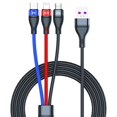 China MP3/MP4 player TDE usb type c cable wholesale 3.96ft usb to type c cable nylon braided usb c fast charging 3 cable in 1 volume for sale