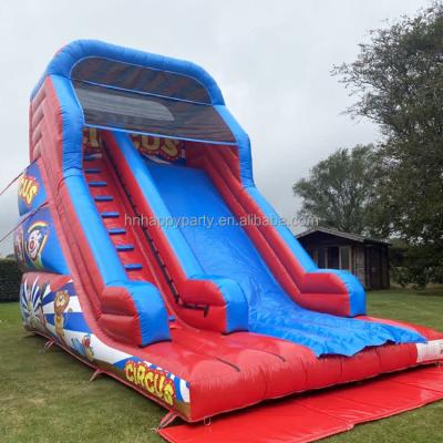 China Rental Outdoor circus mega red blue slides inflatable dry slide for swimming pool for sale