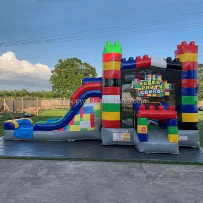 China Commercial PVC Castle Slide Inflatable Combo Inflatable Toy Block Party Bouncy House With Blower for sale