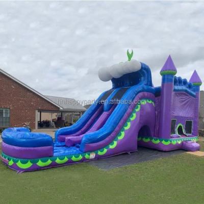 China Castle Rental Purple Bouncy Slide Crush House Inflatable Bounce Party Bouncer Combo With Pool for sale