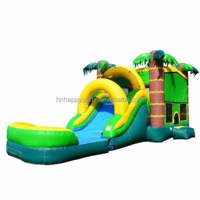 China Inflatable rental tropical castle trampoline moonwalk bouncer palm tree water slide bounce house for party for sale