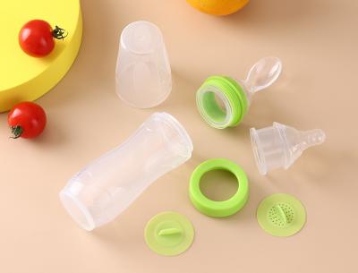 China Baby Feeding Bottle With Spoon Suction Flexible Silicon Feeder Dropper Labels Squeeze Bottles For Babie for sale