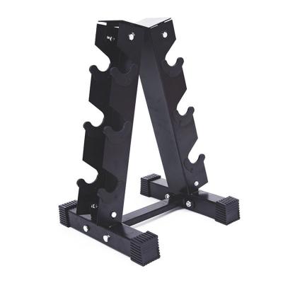 China Stable Hexagonal Triangle Dumbbell Rack Rubber Coated Dumbbell Positioned Rack With Plastic Slot For Protectiing Dumbbell. for sale