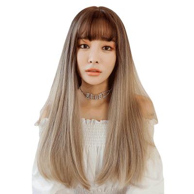 China New Water Wave Styles Women's Wig Fashion Korean Realistic Hair Wig Chemical Fiber Headgear Straight Wig Long for sale