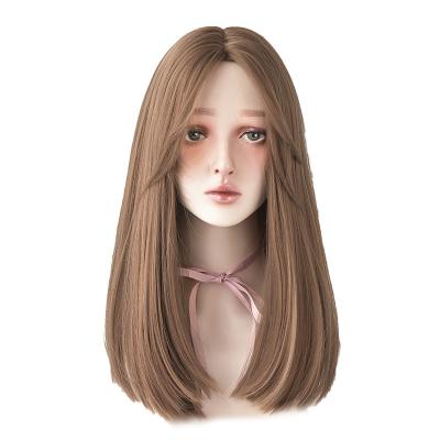 China Water Wave Korean Fashion Medium Point Hit Beauty Female Natural Clavicle Wig Long Hair Straight Wig for sale