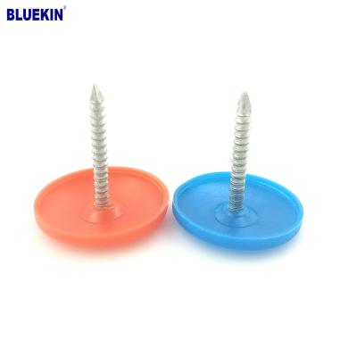 China Plastic Cap 1 Inch Ring Shank Plastic Cap Roofing Nails For USA Canada for sale