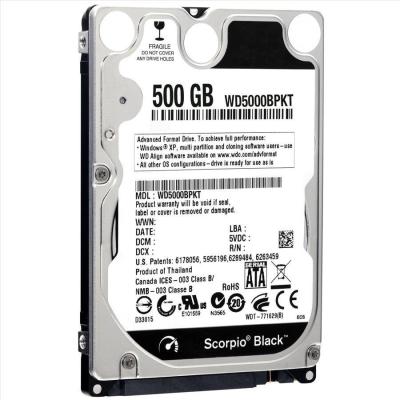 China High speed 7200rpm 500GB Hard Disk Drive 2.5inch black / Laptop HDD WD5000bpkx for sale