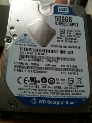 China WD SATA Fastest 2.5 inch hard drive , 500gb laptop hard drive WD5000BPVT for sale