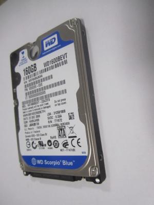 China High speed Scorpio 160GB 2.5 inch Hard Drive With 5400 RPM spin speed for sale