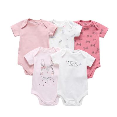 China Cute Printed Newborn Baby Shorts Summer Original Manufacture Short Sleeve Baby Clothes 100% Combed Cotton Rompers for sale