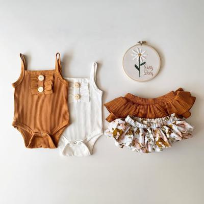 China INS Anti-Static Hot Sale Fashion Baby Clothes Summer Cotton Kids Clothing 2pcs Sleeveless Set for sale