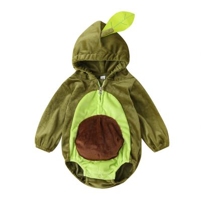 China Avocado costume romper boy baby clothes newborn hooded winter sale children's clothing baby warm home wear wholesale for sale