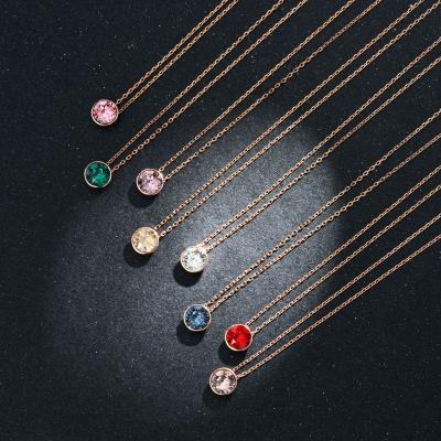 China CLASSIC 12 Austria Zodiac Birthstone Pendant Necklace Custom Colorful Crystal Diamond Necklace Gifts for Unisex for sale