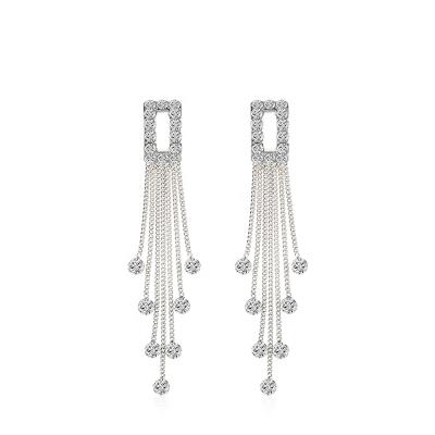 China Mylove TRENDY Jewelry Tassel Drop Long Stone Earrings Diamond Wedding Statement Earrings Luxury For Women for sale