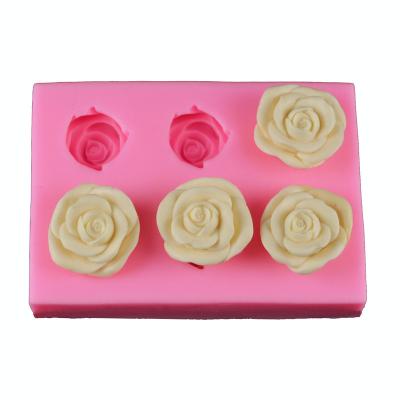 China Yiwu Factory Sustainable New 6pc Same Classic 3D 4 Layers Petals Rose Shape Silicone DIY Cake Bread Cookie Mousse Jelly Chocolate Molds for sale